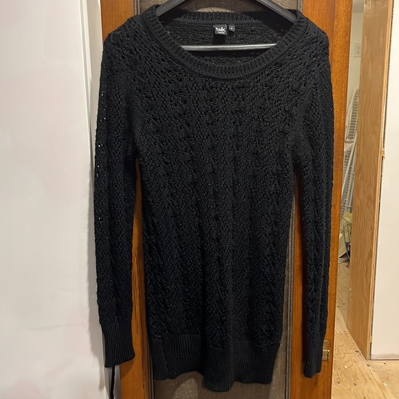 Women’s Black Open Worked Knit Crochet Style Cable sweater Size S - Picture 2 of 5